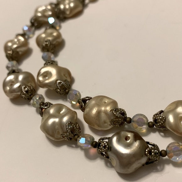Victorian Faux Freshwater Pearl and Genuine Swarovski Necklace - Picture 2 of 4